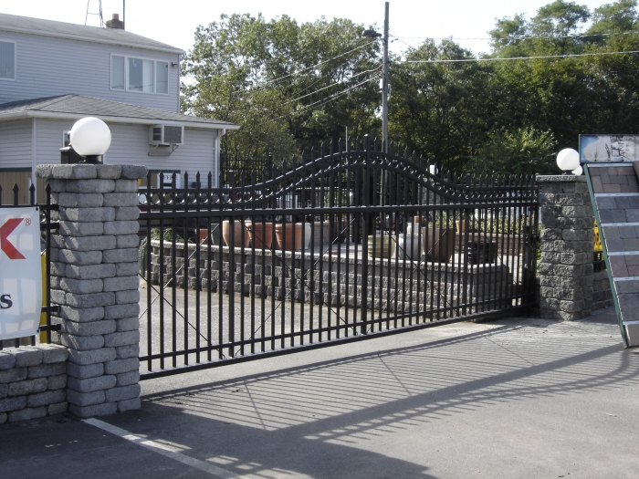 Ornamental Cantilever Slide Gate - Arched with Rings