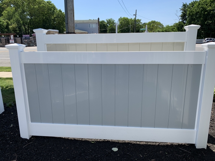 2-Tone PVC Fence Sections - White with Gray and White with Beige