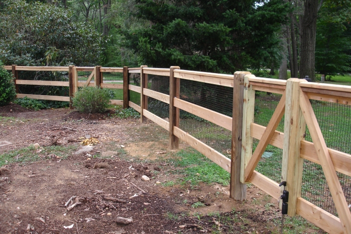 Custom Post and Rail Fencing with Mesh
